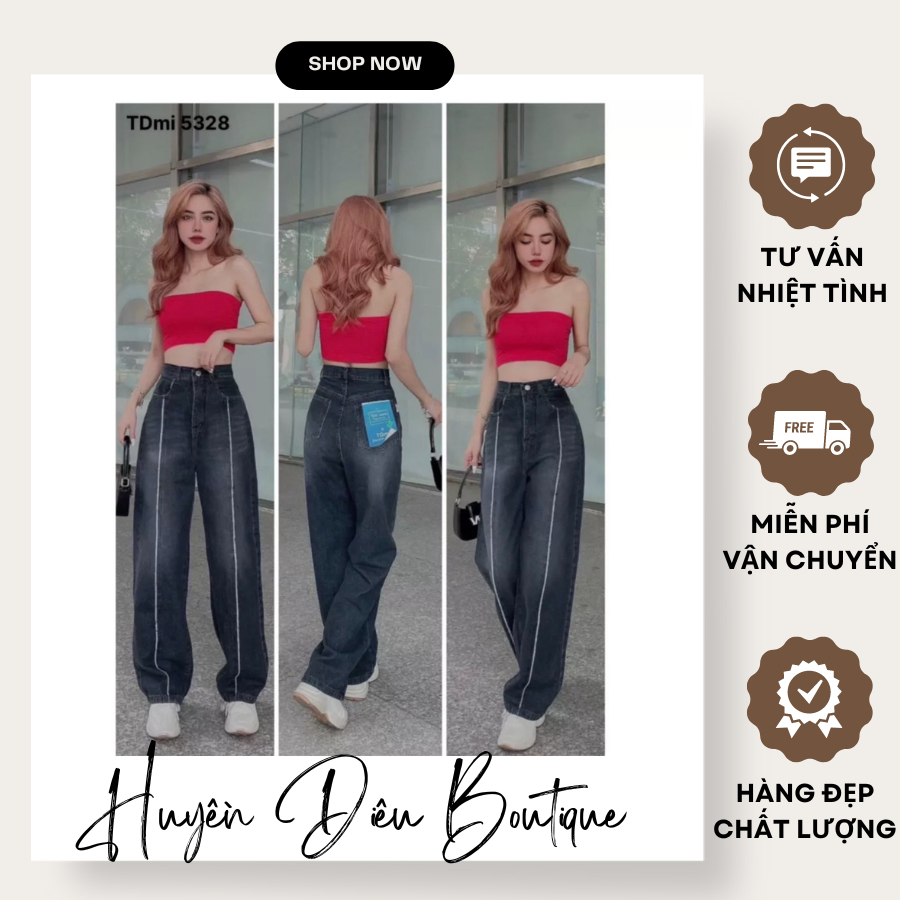 Quần Jean Ống Rộng Kẻ Giữa Ống Chất Liệu Cao Cấp Chuẩn Form 2 Màu Đậm Nhạt Cá Tính Năng Động