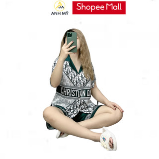 Đồ bộ nữ mặc nhà ANH MỸ pijama bigsize 60-75kg chất liệu lụa xước tay ngắn quần ngắn SP0047 official.anhmy