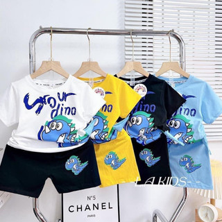 Bộ Đồ cotton Bé Trai in hình khủng long size 18 - 35kg
