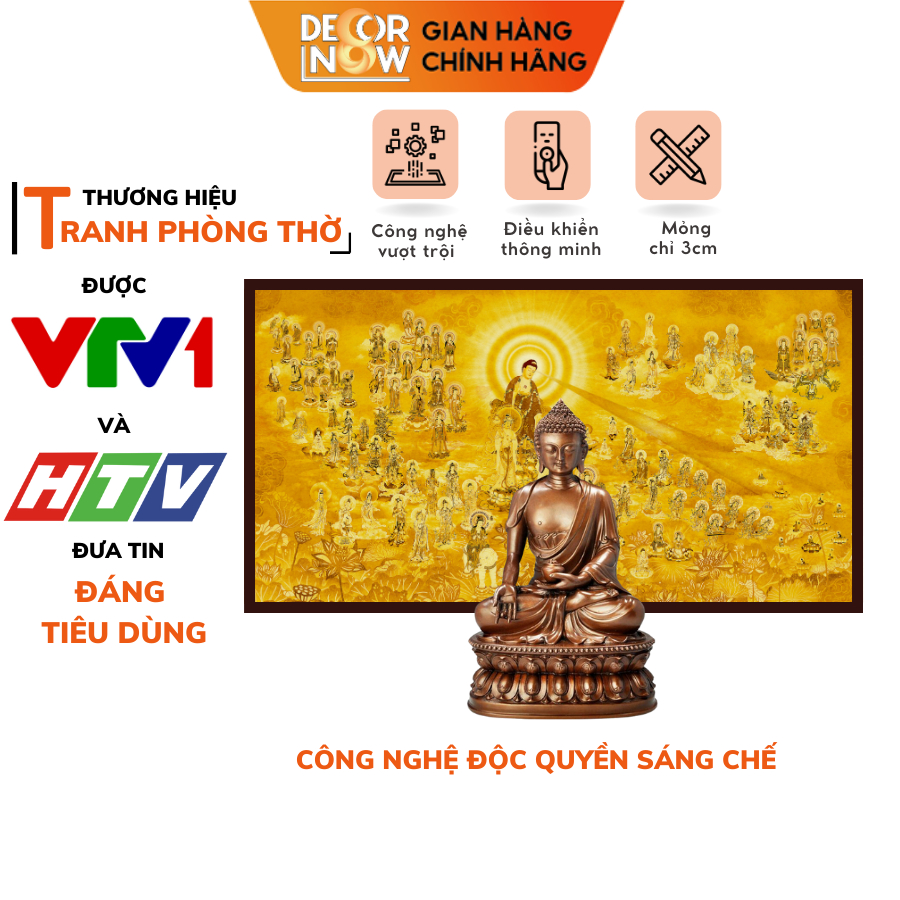 Tranh Trúc Chỉ In Ngang DECORNOW Trang Trí Bàn Thờ Phật, Gia Tiên Làm Đèn Hào Quang Sau Tượng Phật DCN-TC336