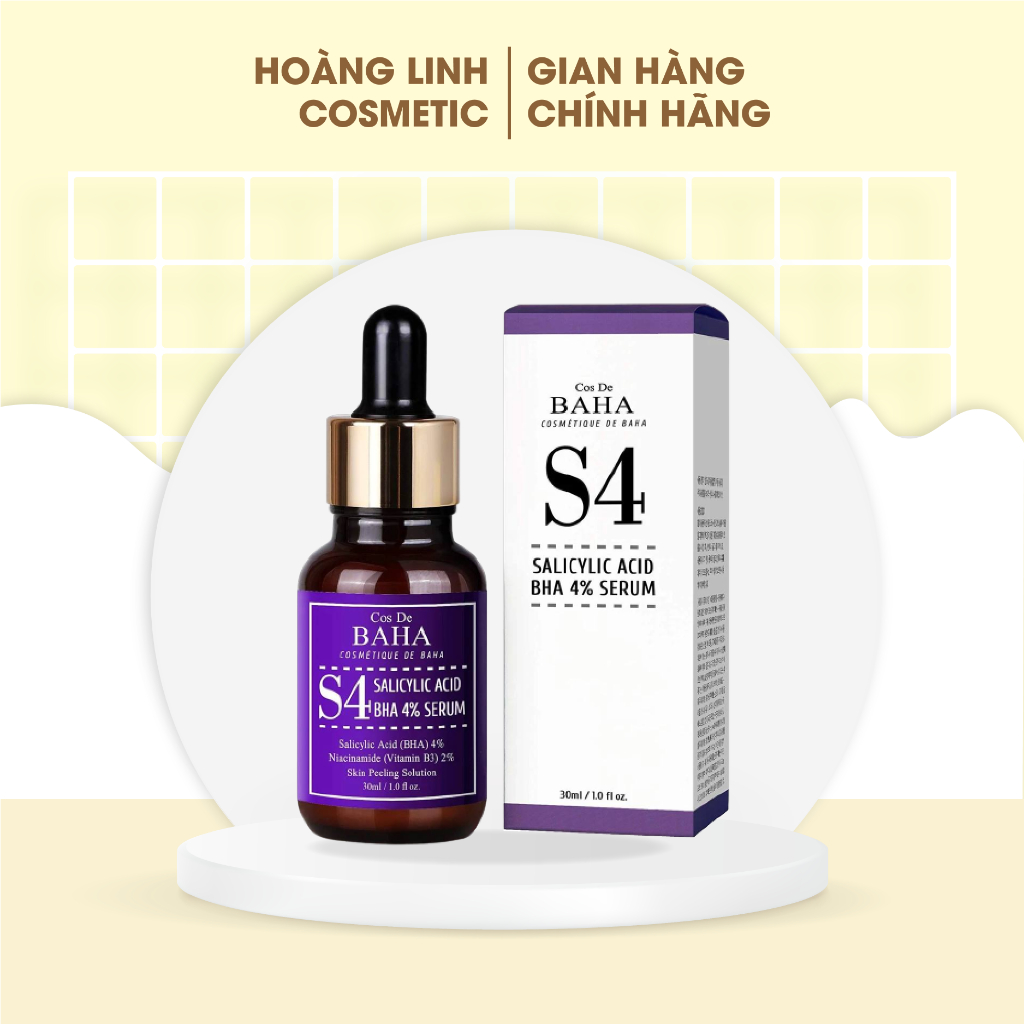 Serum Cos de BAHA Salicylic Acid BHA 4%, tinh chất dưỡng da chống lão hóa (tím) 30ml