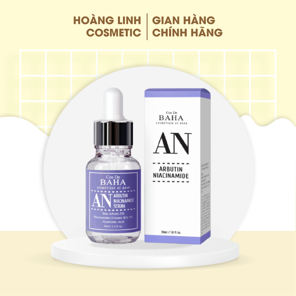 Serum Cos de BAHA Arbutin Niacinamide (xanh tím), tinh chất dưỡng da chống lão hóa, giảm mụn trứng cá 30ml