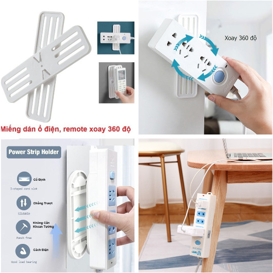 MIẾNG DÁN TƯỜNG TREO Ổ CẮM ĐIỆN, CỤC PHÁT WIFI SIÊU CHẮC (CỐ ĐỊNH, XOAY 360 ĐỘ) [HCM]