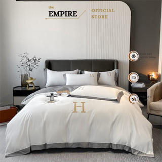 Bộ chăn ga gối nệm đệm 4 món lụa tencel chữ H bo chun drap giường EMPIRE cao cấp - Bình Châu Bedding & Decor