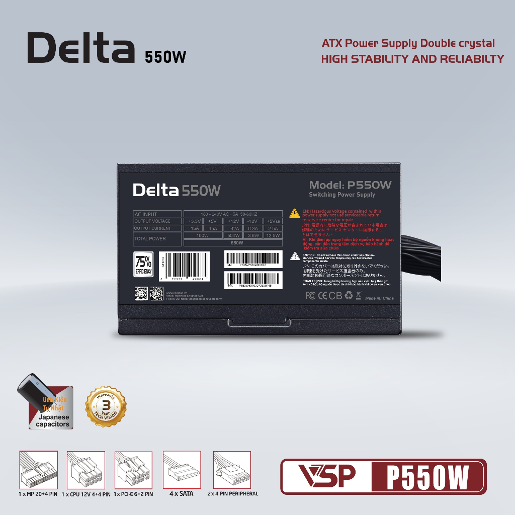 NGUỒN CÔNG SUẤT THỰC VSP DELTA P550W