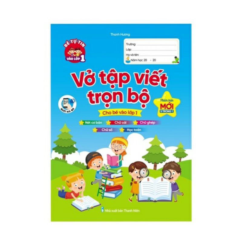 Sách - Vở Luyện Viết Trọn Bộ Cho Bé Vào Lớp 1 - Phiên Bản Mới 5 Trong 1 HM BOOK