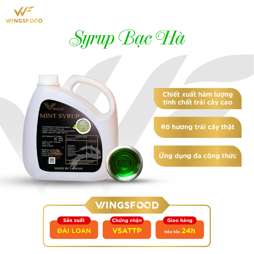 Mint Syrup - Siro Bạc Hà Wings (Can 2,5kg)