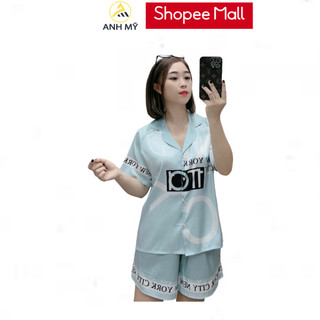 Đồ bộ pijama mặc nhà ANH MỸ chất liệu lụa xước ánh kim cao cấp chính hãng SP0037. official.anhmy