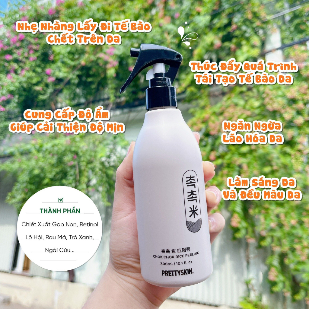Tẩy tế bào chết body dạng xịt Prettyskin Chok Chok Rice Peeling 300ml