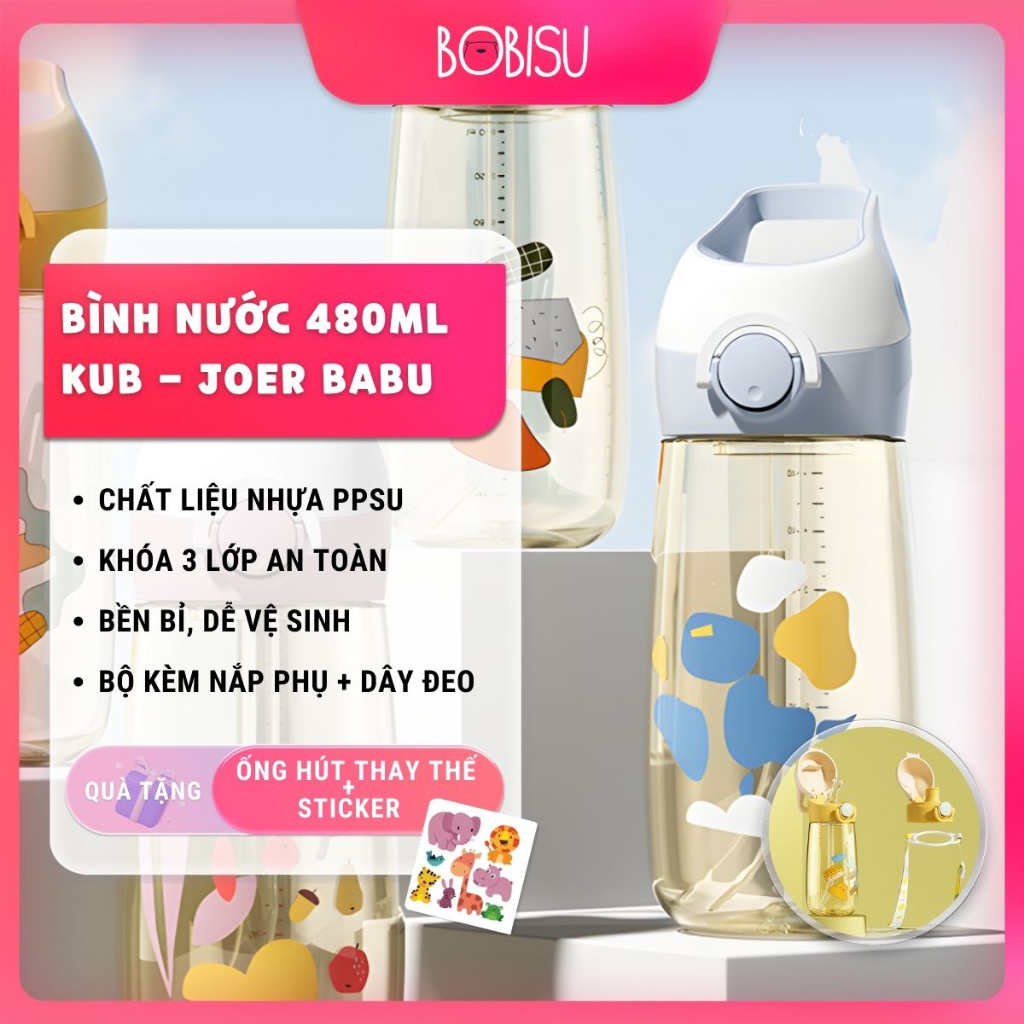 Bình nước cho bé | 480ml nhựa PPSU | JOER BABU