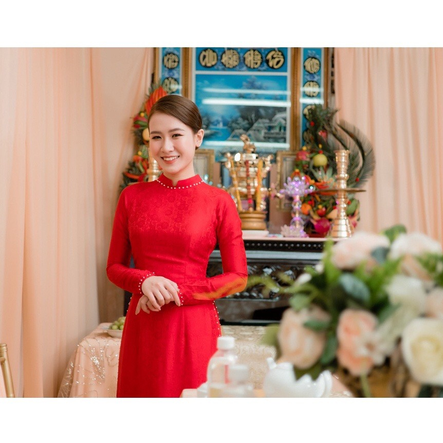 Áo Dài Cưới Cô Dâu Gấm Tơ Cao Cấp 4 Tà