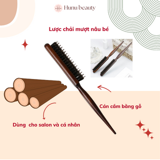 Lược chải tóc đánh rối tay cầm bằng gỗ tự nhiên, lược chải mượt gỗ nâu bé