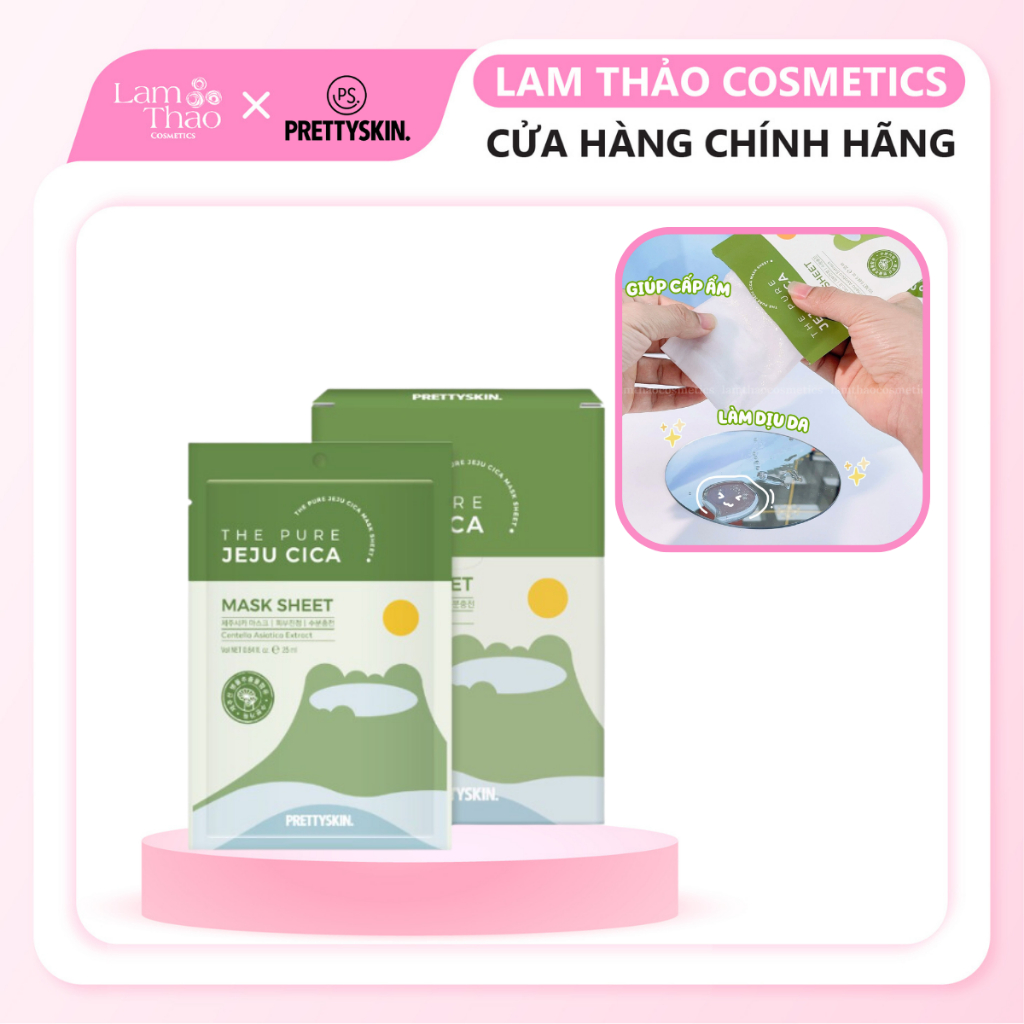Mặt Nạ Chiết Xuất Rau Má Pretty Skin The Pure Jeju Cica Mask Sheet