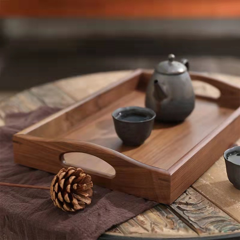 Khay gỗ Sồi tự nhiên để bưng bê, đựng bộ bình nước, bộ trà...