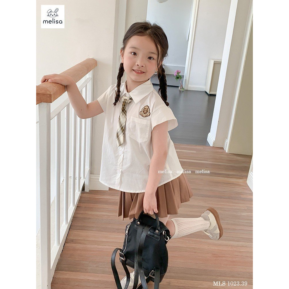 Set nữ sinh áo trắng chân váy nâu SML027