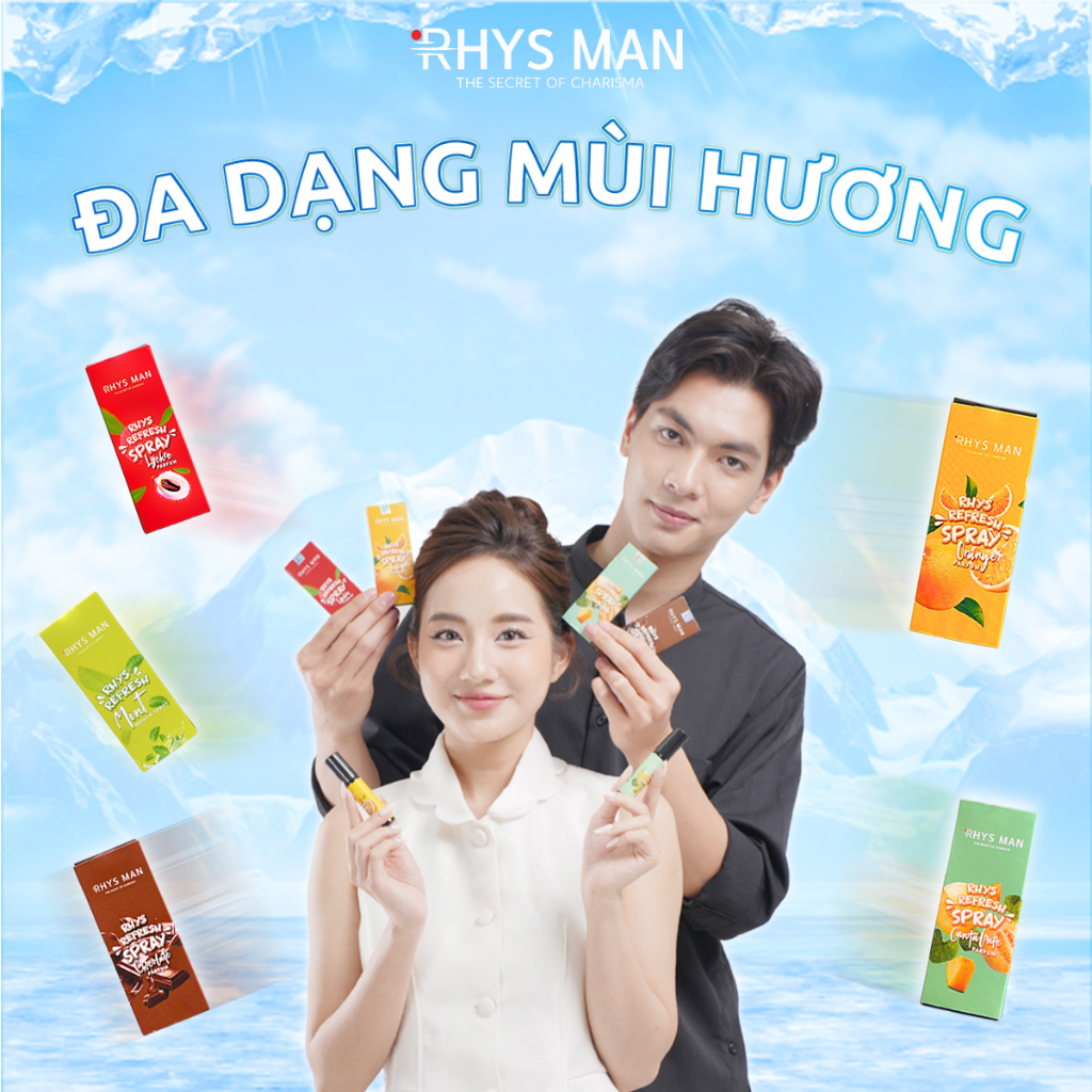 Bộ quà tặng nam Sữa tắm 3in1 hương nước hoa 350ml & Xịt thơm miệng Rhys Refresh 10ml RHYS MAN