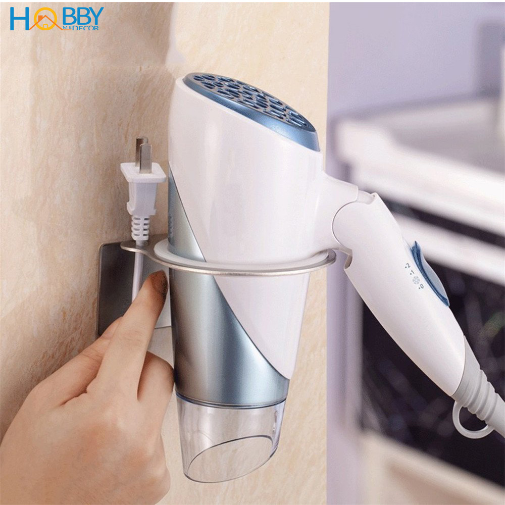 Giá treo máy sấy tóc gắn tường Inox 304 Hobby home decor MS2 có keo dán và đinh ốc