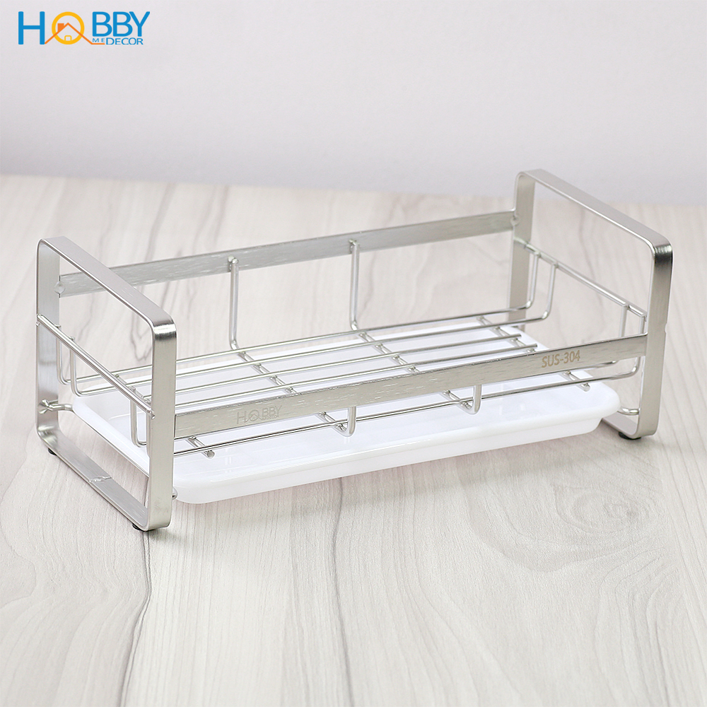 Kệ đựng dụng cụ rửa chén trên bồn rửa chén dán tường Hobby Home Decor KRC6 Inox 304 kèm miếng dán tường