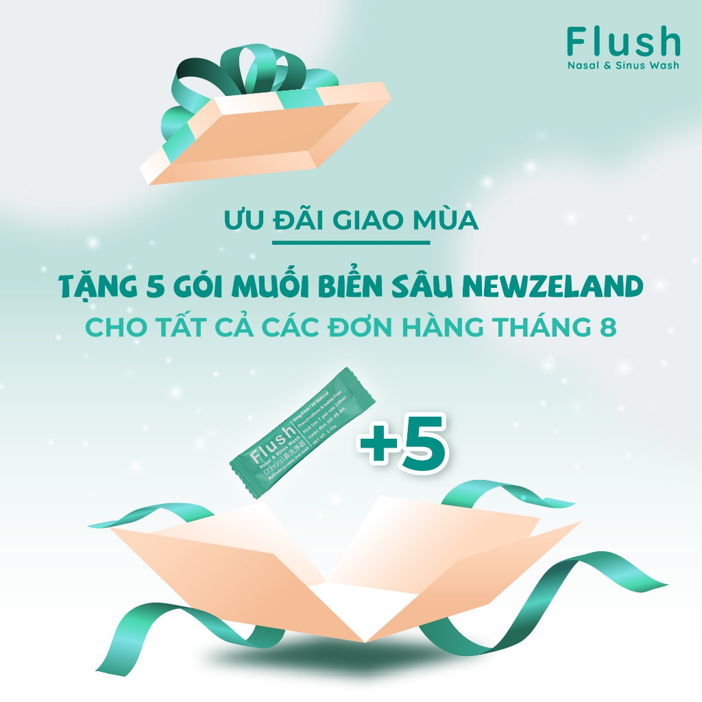 Hàng Tặng Không Bán - 5 Gói Muối Rửa Mũi FLUSH Tinh Khiết Từ Biển NewZealand An Toàn Cho Trẻ Nhỏ
