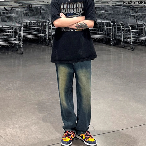 Quần Jean Ống Rộng Nam Nữ Unisex WASH Medium Blue Hàng Cao Cấp - FLQ01 - FLEX STORE