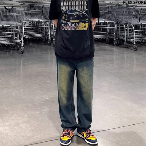 Quần Jean Ống Rộng Nam Nữ Unisex WASH Medium Blue Hàng Cao Cấp - FLQ01 - FLEX STORE