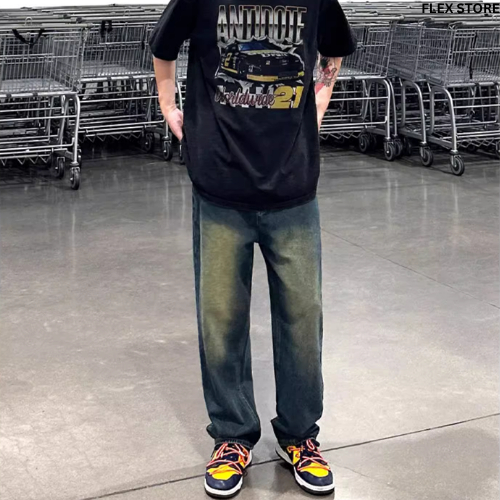 Quần Jean Ống Rộng Nam Nữ Unisex WASH Medium Blue Hàng Cao Cấp - FLQ01 - FLEX STORE