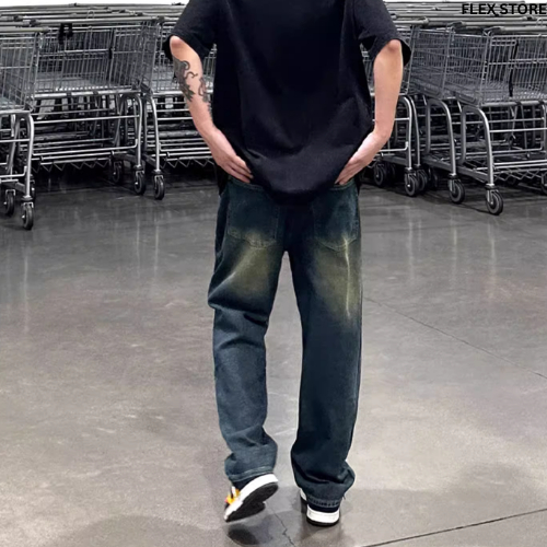 Quần Jean Ống Rộng Nam Nữ Unisex WASH Medium Blue Hàng Cao Cấp - FLQ01 - FLEX STORE