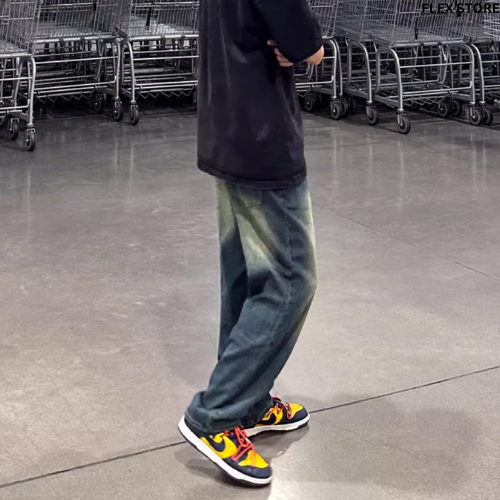 Quần Jean Ống Rộng Nam Nữ Unisex WASH Medium Blue Hàng Cao Cấp - FLQ01 - FLEX STORE