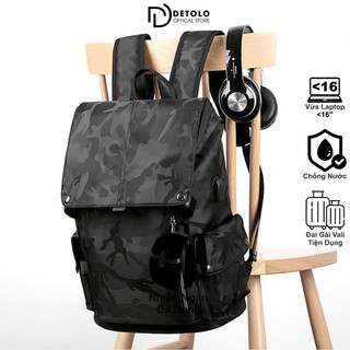 Balo vải dù chống nước thời trang DETOLO đựng laptop 15,6in 16in chống nước ngăn ipad ngăn quần áo du lịch 3 4 bộ