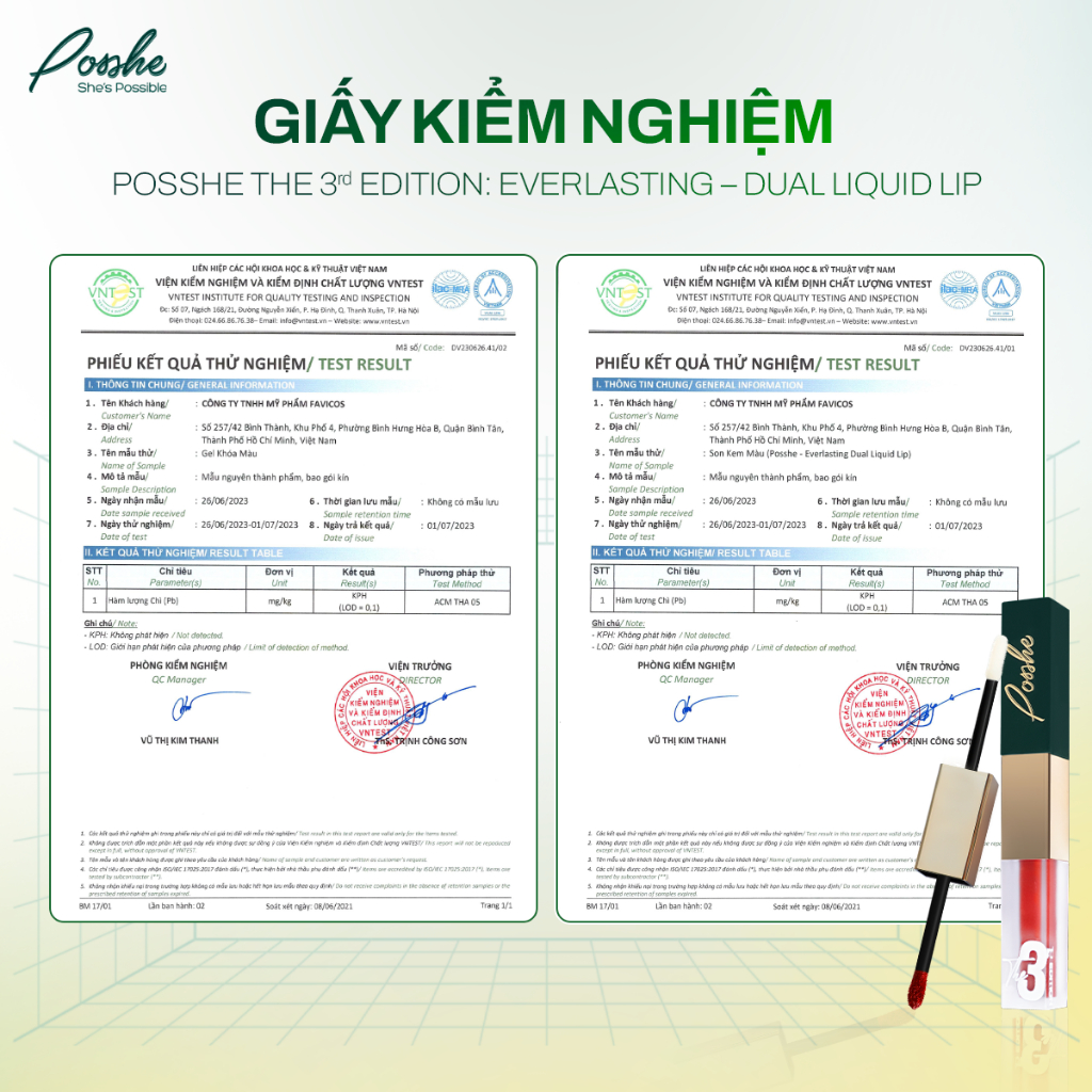 Son Siêu Lì 2 Đầu POSSHE 3305 - HỒNG TRÀ NÂU KHÔNG TRÔI KHÁNG NƯỚC
