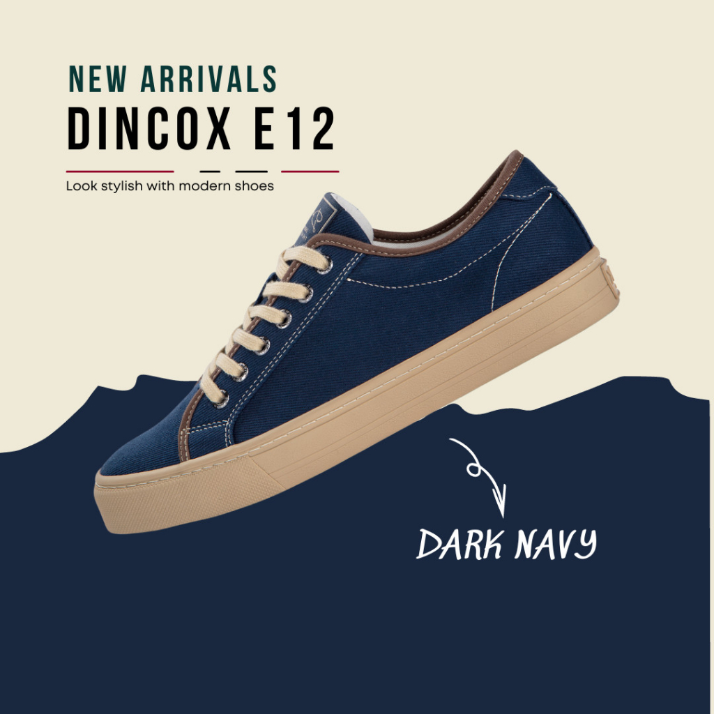 Giày Sneaker Vải Canvas Nam Nữ E12 Dark Navy Dincox