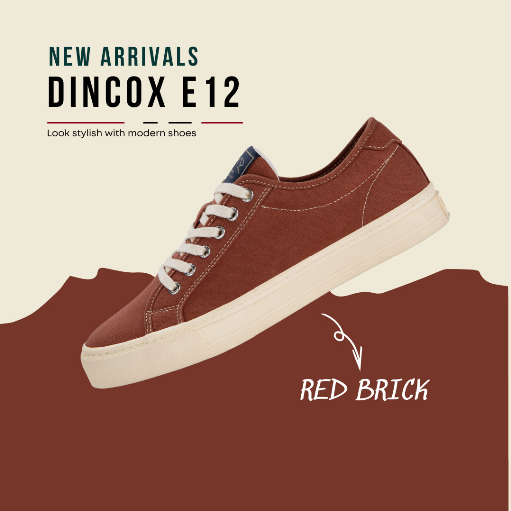 Giày Sneaker Vải Canvas Nam Nữ E12 Red Brick Dincox