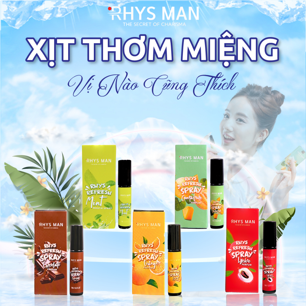 Quà tặng bạn trai Sữa tắm nam 3in1 350ml & Sữa rửa mặt nam & Dung dịch vệ sinh nam & Xịt thơm miệng 10ml RHYS MAN