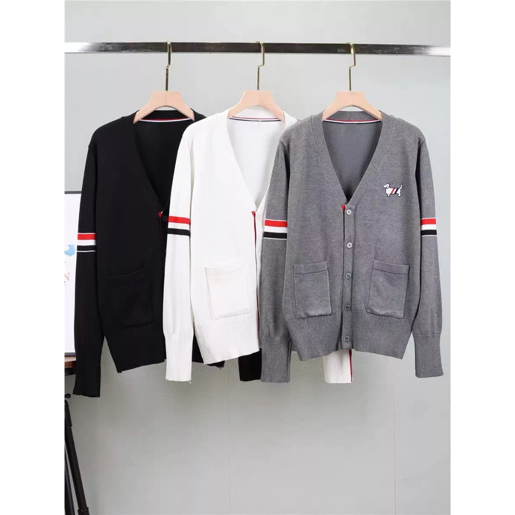 Áo Khoác Cardigan Thomb Họa Tiết Cún Con, Unisex, Form Rộng, Nỉ Len, Dày Dặn, A451