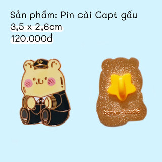 Pin Huy hiệu cơ trưởng/phi công gấu múp