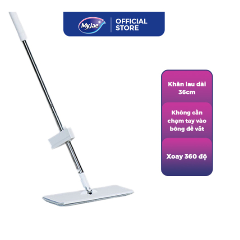 [GIẢM 40%] Cây lau nhà tự vắt kháng khuẩn Ag+ phẳng sợi fiber xoay 360 độ thông minh lau sạch nhanh 