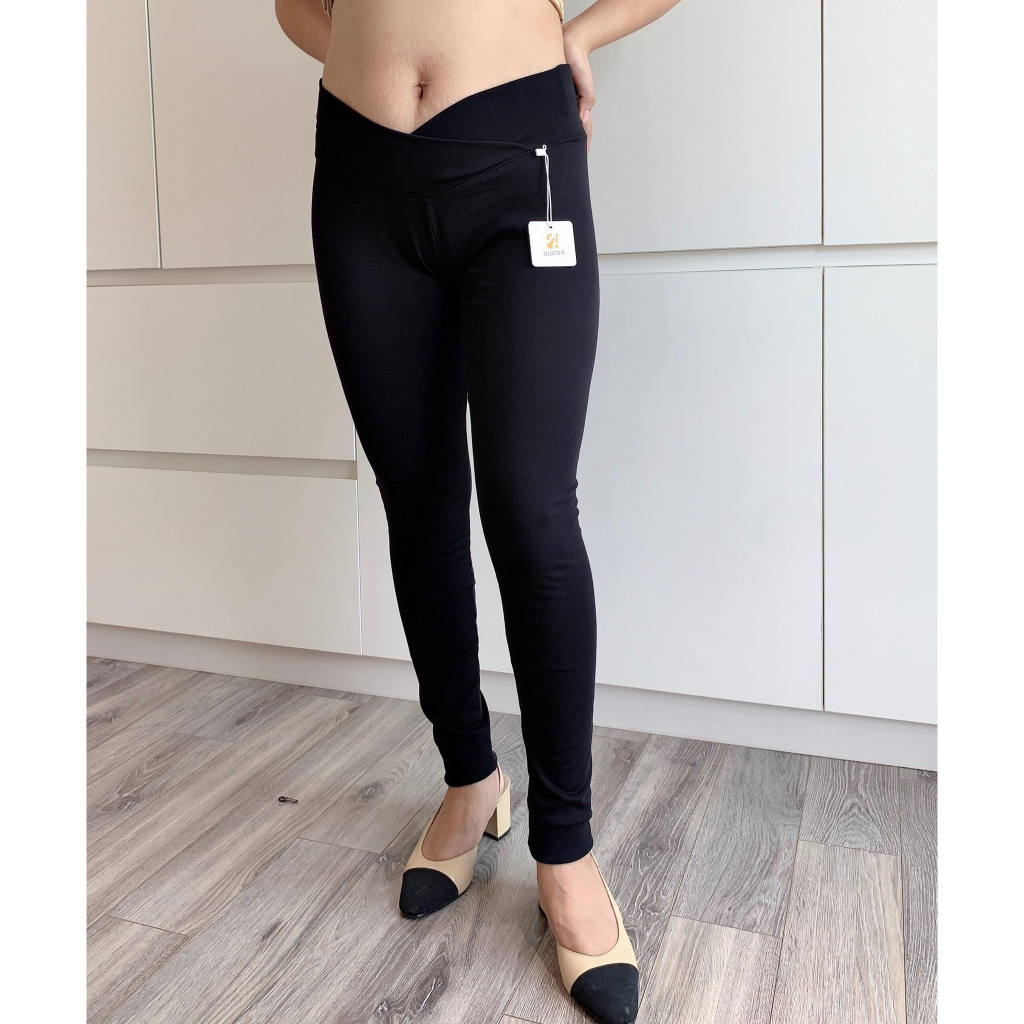 Quần legging bầu dài dạng cạp chéo  loại chất đẹp không bai xù
