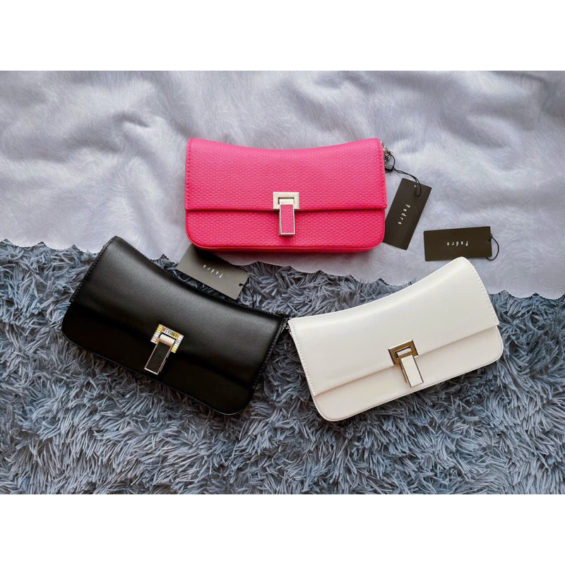 Túi pdro da trơn dây đeo chéo xích phối da