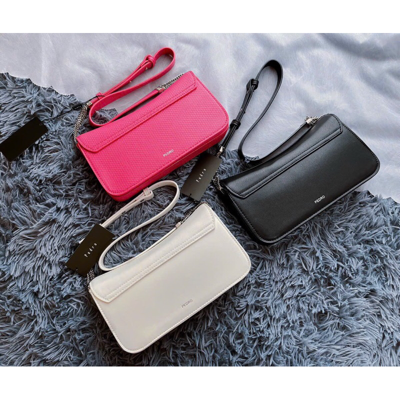 Túi pdro da trơn dây đeo chéo xích phối da