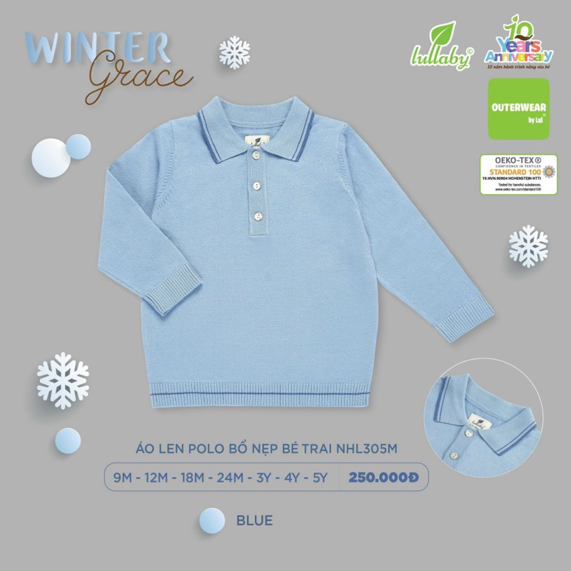Áo Len cổ tròn, cổ bẻ, polo mỏng Bé Trai/ gái Lullaby