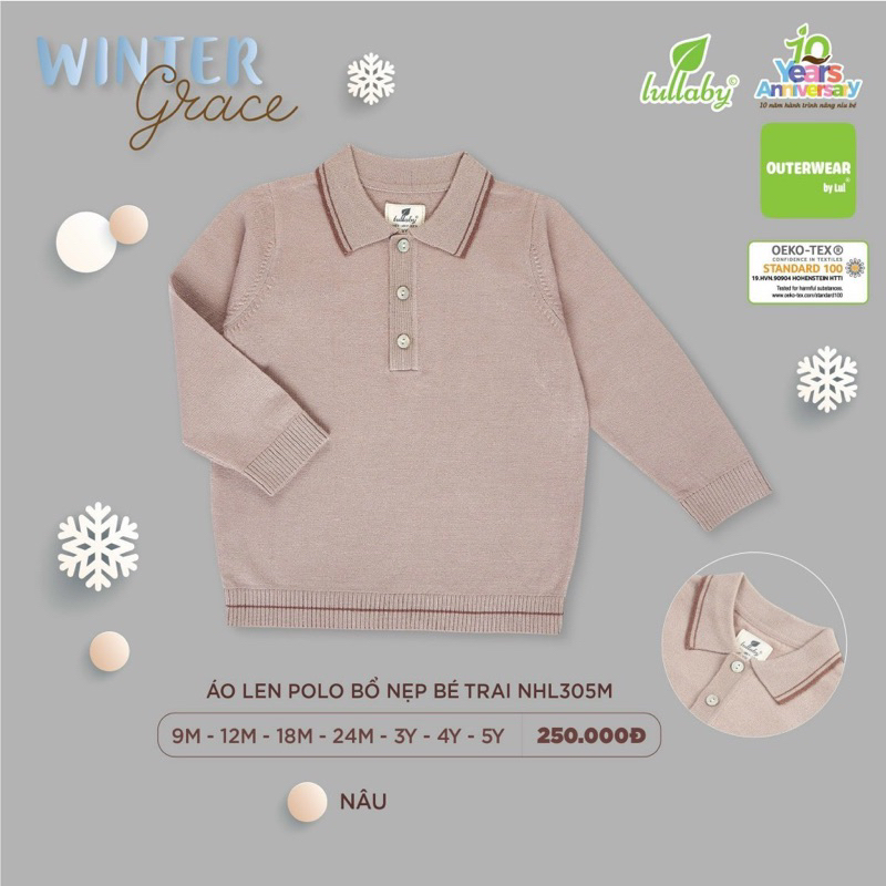 Áo Len cổ tròn, cổ bẻ, polo mỏng Bé Trai/ gái Lullaby