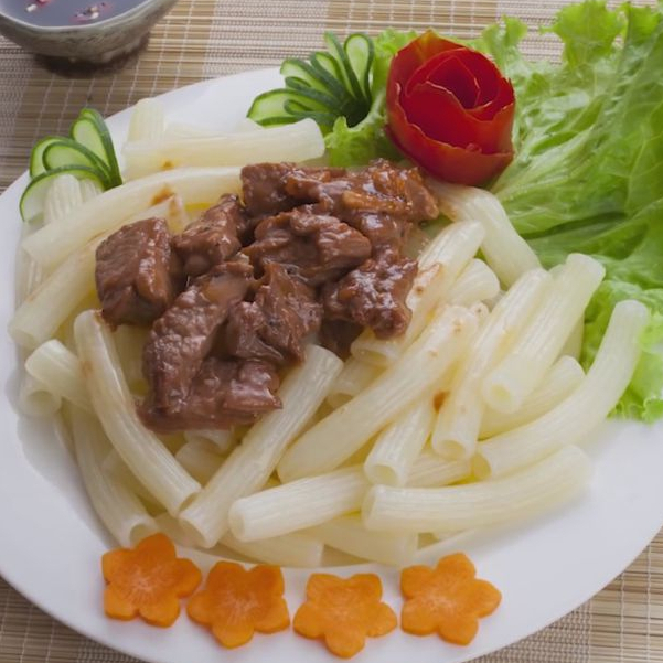 Nui Trắng dài hiệu Ba Ngôi Sao dai ngon - Gói Chiết Lẻ - Nui ống dài thông dụng trong bếp ăn gia đình.