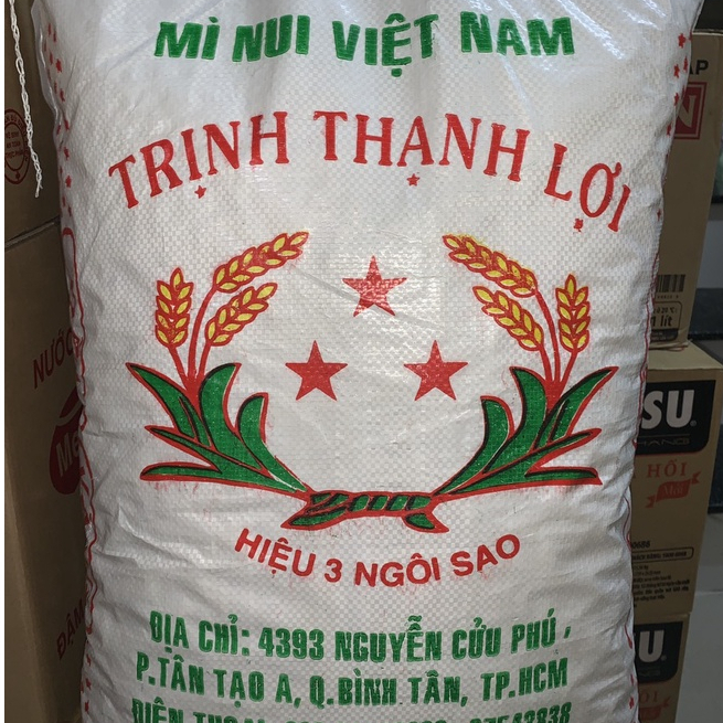 Nui Trắng dài hiệu Ba Ngôi Sao dai ngon - Gói Chiết Lẻ - Nui ống dài thông dụng trong bếp ăn gia đình.