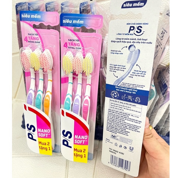 Bàn Chải Đánh Răng P/S mua 2 Tặng 1. Làm sạch răng hiệu quả