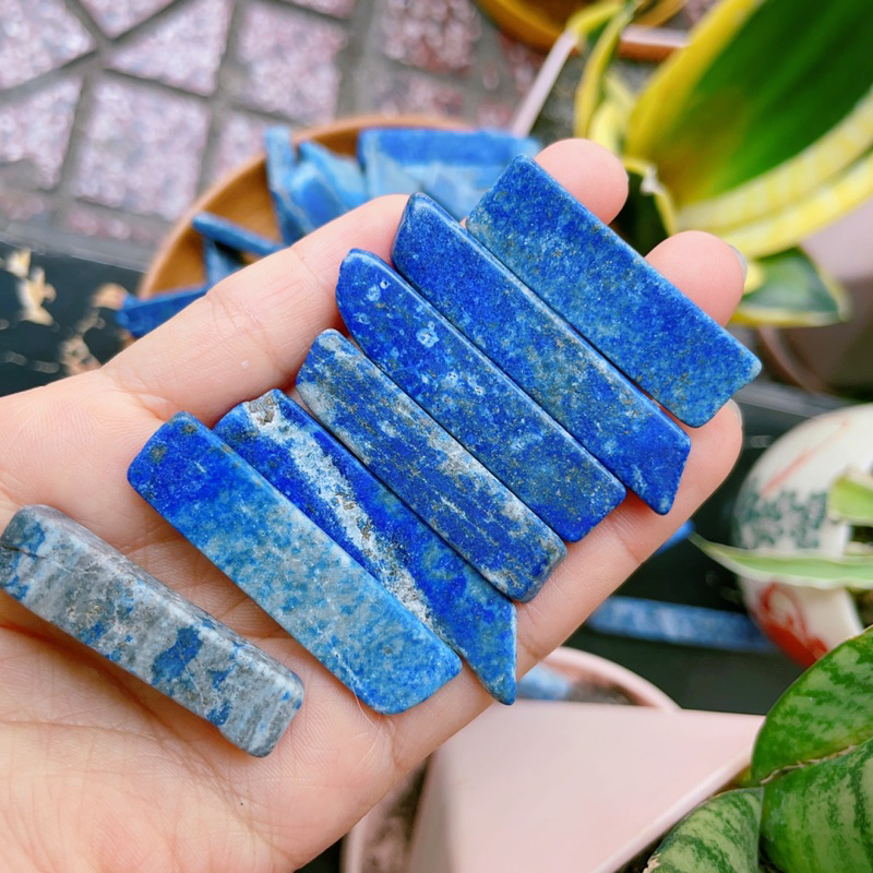 Thanh que đá Lapis Lazuli, Đá Lưu Ly đã mài bóng, Set lưới tinh thể, Healing