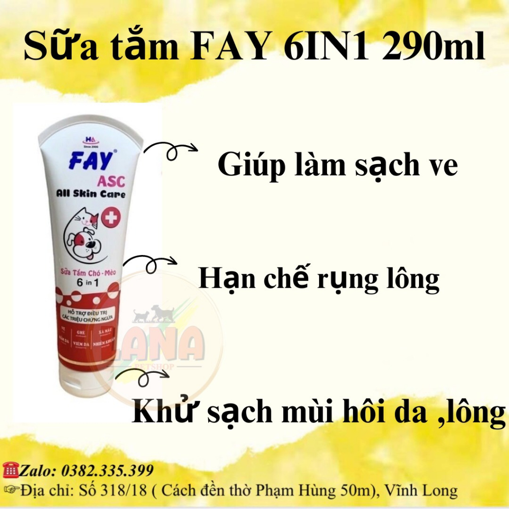 Sữa Tắm Chó Mèo FAY ASC All Skin Care 290ml 6 in 1 290ml