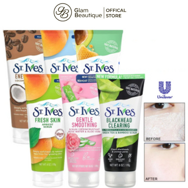 Sữa rửa mặt ST.IVES tẩy da chết chiết xuất thiên nhiên 170gr Glam Beautique