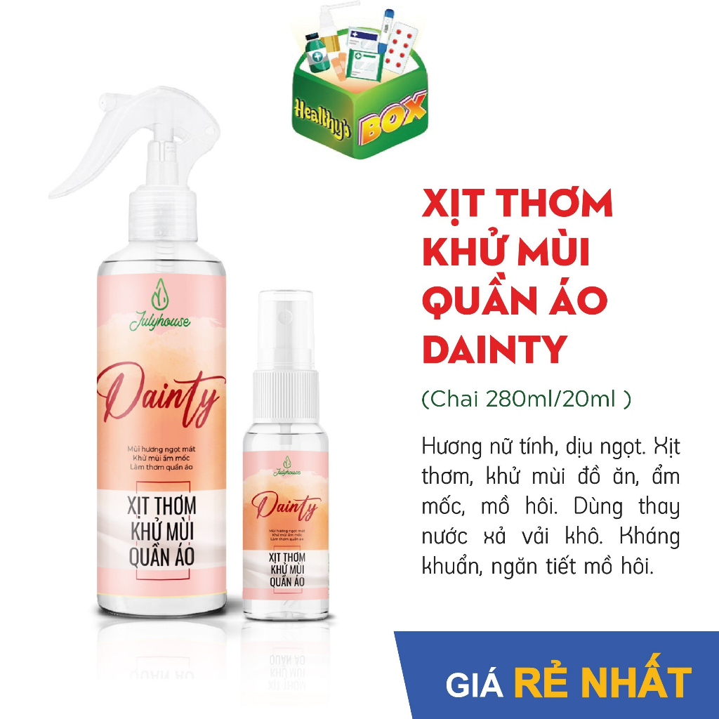 Xịt thơm quần áo JULYHOUSE chiết xuất tinh dầu thiên nhiên thơm mát ngày dài (Chai 20ml/280ml)