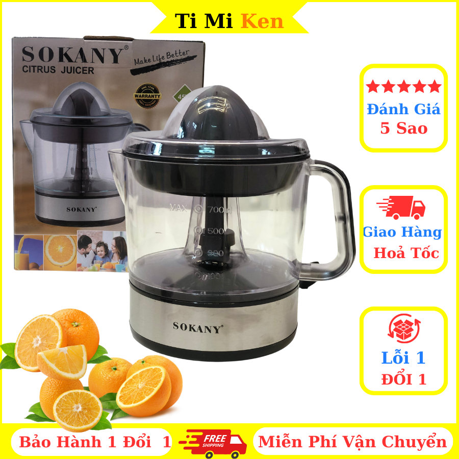 Máy vắt cam SOKANY JE-6230 dùng điện CHÍNH HÃNG dung tích 700ml, Máy vắt cam tự động