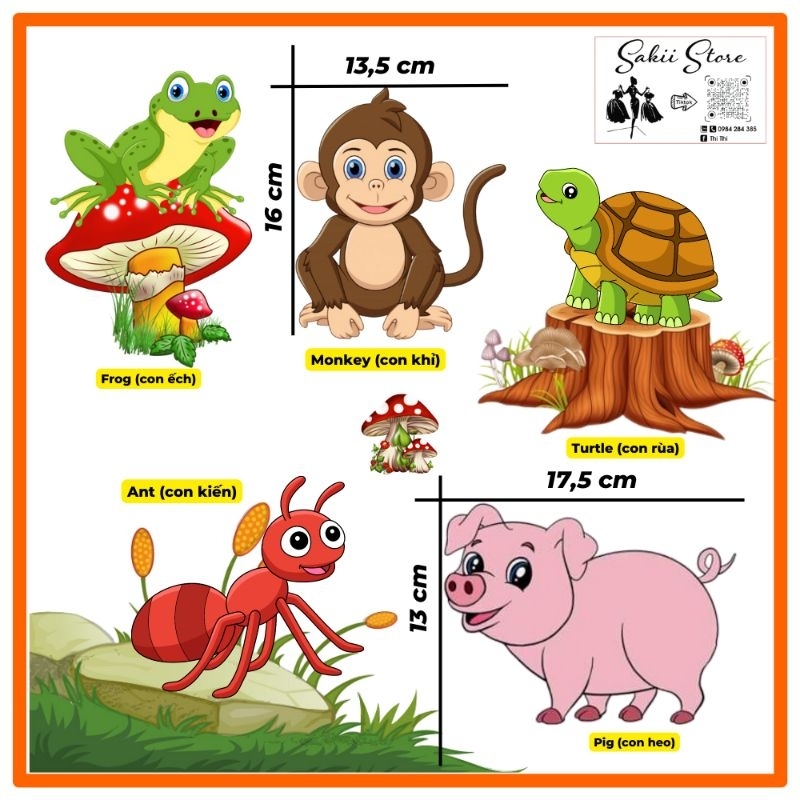 DECAL ĐỘNG VẬT CHO BÉ, DECAL ĐỘNG VẬT TRANG TRÍ